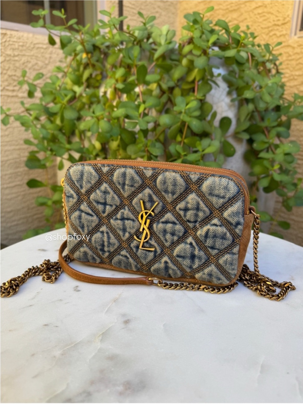 Saint Laurent Denim Becky Double-Zip Crossbody - Picture 2 of 16